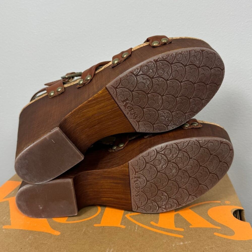 New Korks Dawson Platform Wedge Sandal in Brown Faux Leather Women's Size 11 - Picture 8 of 9